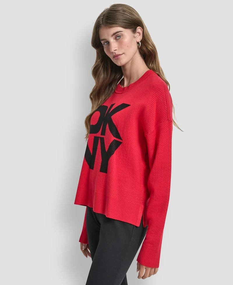 Dkny Women's Logo Crewneck Sweater