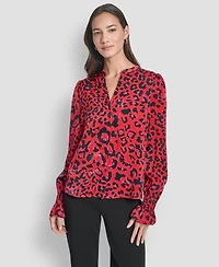 Dkny Women's Long-Sleeve Split-Neck Top