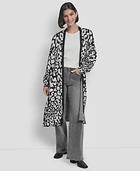 Dkny Women's Leopard Jacquard Oversized Cardigan