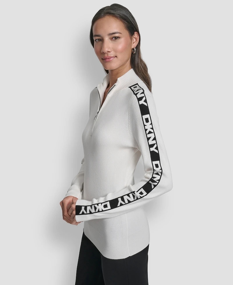 Dkny Women's Quarter Zip Mock Neck Sweater