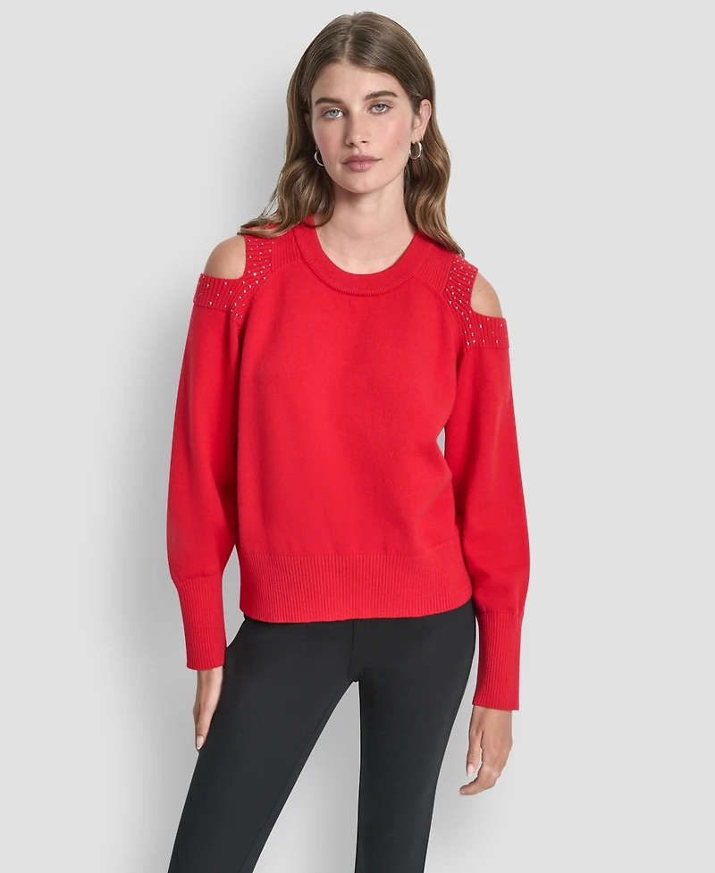 Dkny Women's Long Sleeve Shoulder Cutout Sweater