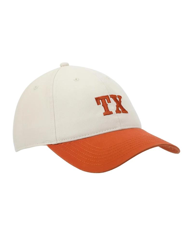 Texas Orange & White Washed Poplin Unstructured Baseball Cap