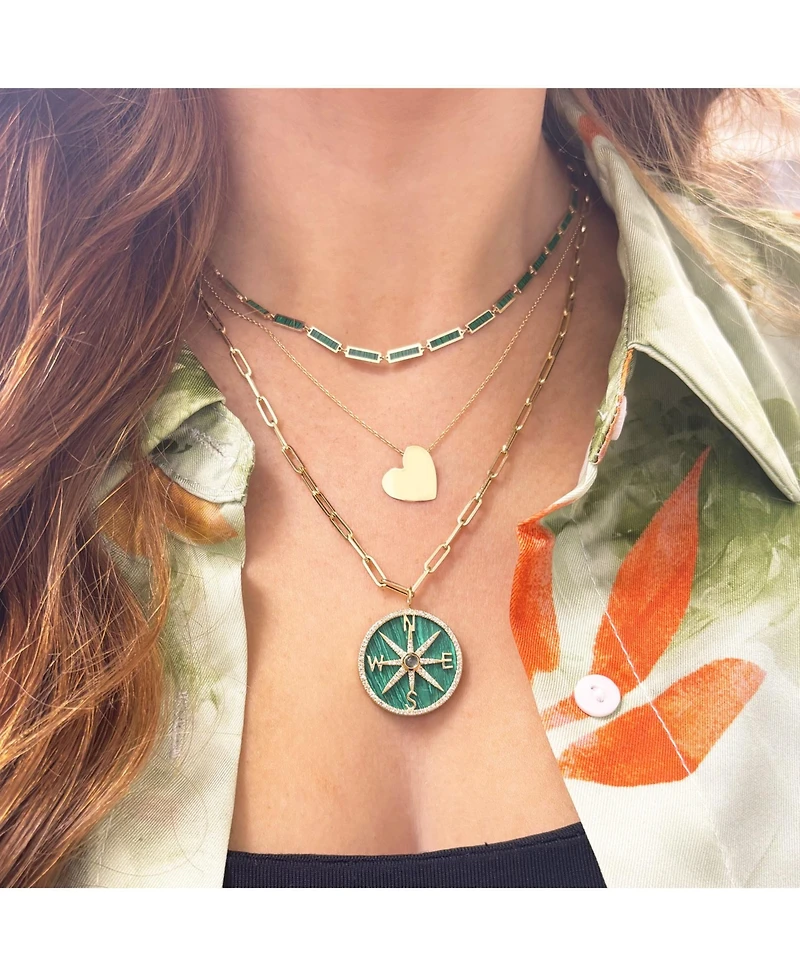 The Lovery Malachite Bar Necklace 14K Gold 16 inches