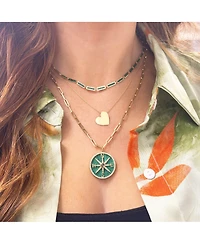 The Lovery Malachite Bar Necklace 14K Gold 16 inches