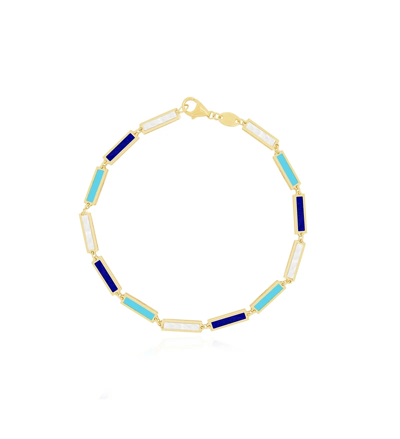 The Lovery Blue Mixed Bar Bracelet 14K Gold