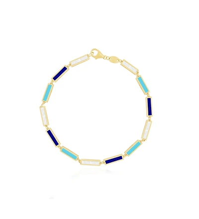 The Lovery Blue Mixed Bar Bracelet 14K Gold
