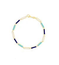 The Lovery Blue Mixed Bar Bracelet 14K Gold