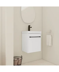 Casainc 18 Inch Floating Bathroom Vanity with Ceramic Sink and Soft-Close Cabinet Door