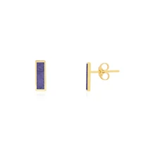 The Lovery Amethyst Bar Stud Earrings 14K Gold