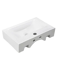 Aquaterior Wall Mount Ceramic Sink w/ One Hole Bathroom Faucet Single Handle Chr
