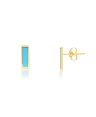 The Lovery Turquoise Bar Stud Earrings 14K Gold