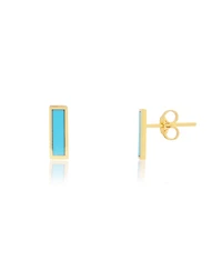 The Lovery Turquoise Bar Stud Earrings 14K Gold