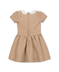 Hope & Henry Little and Big Girls' Short Sleeve Quilted Dress with Eyelet Collar