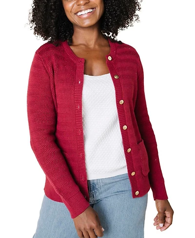 Hope & Henry Women's Organic Chevron Stitch Cardigan Sweater