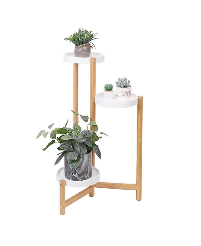 Unho Adjustable Bamboo Plant Flower Display Storage Corner Flower Pots Rack Holder