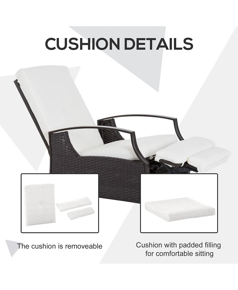 Outsunny Outdoor Recliner Chair, Cushioned, &
