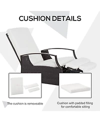 Outsunny Outdoor Recliner Chair, Cushioned, &