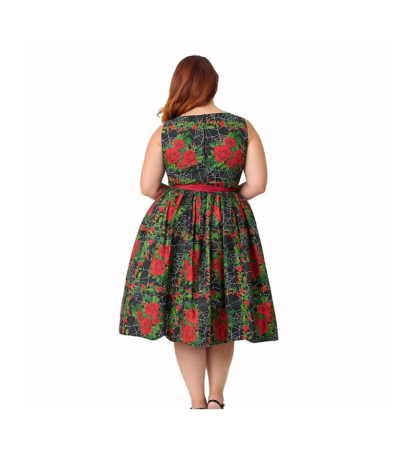 Unique Vintage Plus Sleeveless Belted Swing Dress