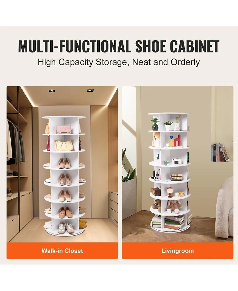 Slickblue Round 7-Tier Shoe Carousel, Rotating Shoe Rack Tower for Living Room or Entryway