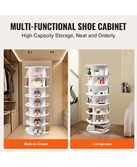 Slickblue Round 7-Tier Shoe Carousel, Rotating Shoe Rack Tower for Living Room or Entryway