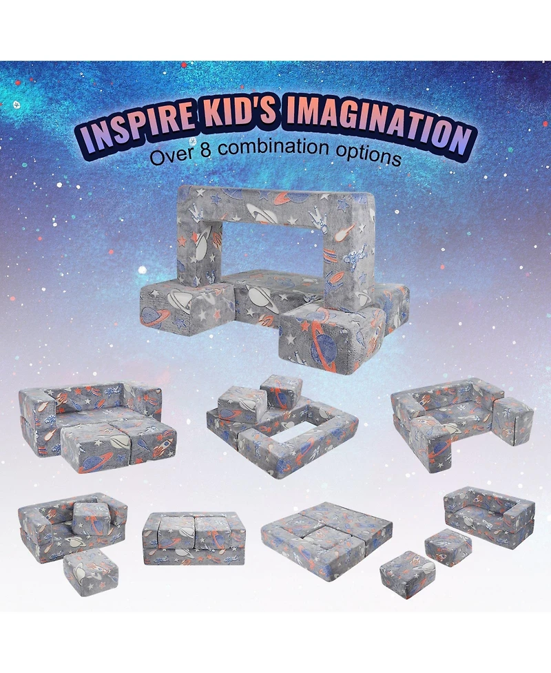 Slickblue 4-Piece Kids Couch Set, Toddler Sofa with Removable Covers for Playroom or Bedroom