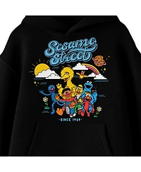 Sesame Street Boys Vintage 2022 Character Group Shot Long Sleeve Youth Black Hooded