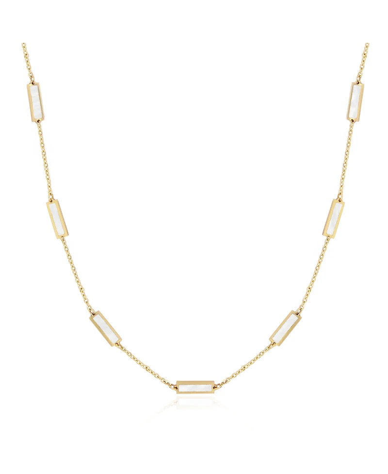The Lovery Mother of Pearl Bar Chain Necklace 14K Gold