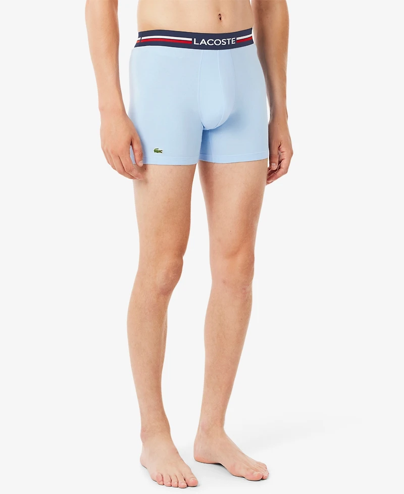 Lacoste Men's 3-Pack Regular-Fit Stretch French Flag Boxer Briefs