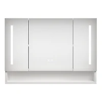 Casainc 39×28 Inch Aluminum Bathroom Mirror Cabinet with Led Lights and Storage Compartments