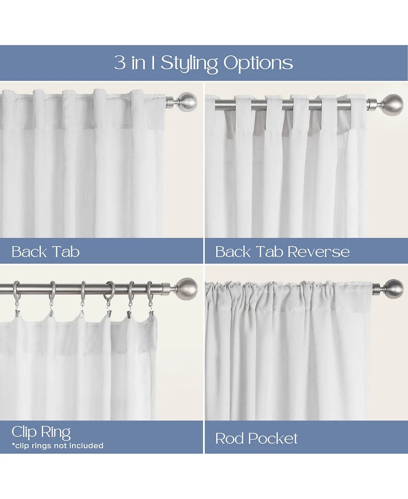 Awesome Home Textured Double Ruffle Rod Pocket Curtains Pair
