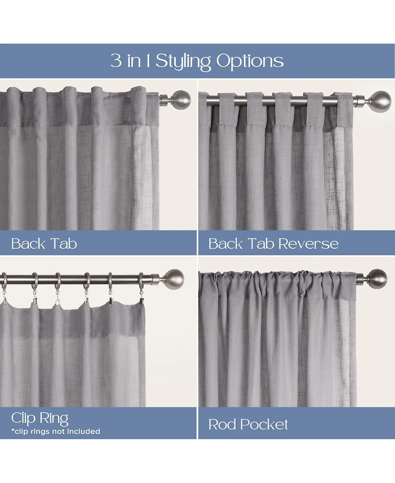 Awesome Home Textured Double Ruffle Rod Pocket Curtains Pair