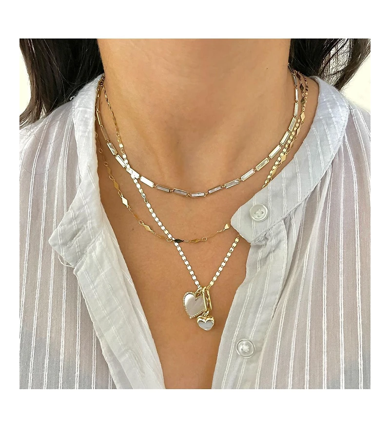 The Lovery Mother of Pearl Bar Necklace 14K Gold Inches