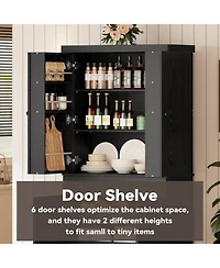 Ironck Kitchen Pantry with Drawer, Sliding Storage Rack, Black