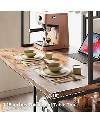 Ironck Kitchen Island with Stools, Storage and Power Outlet, Vintage Brown