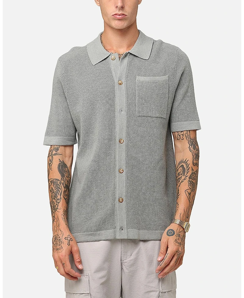 Xxiii Men's Zyair Knit Rib Button Up Shirt