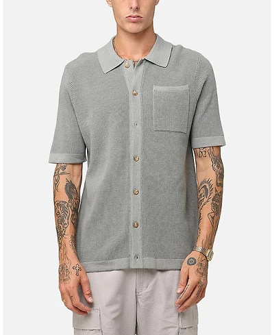 Xxiii Men's Zyair Knit Rib Button Up Shirt