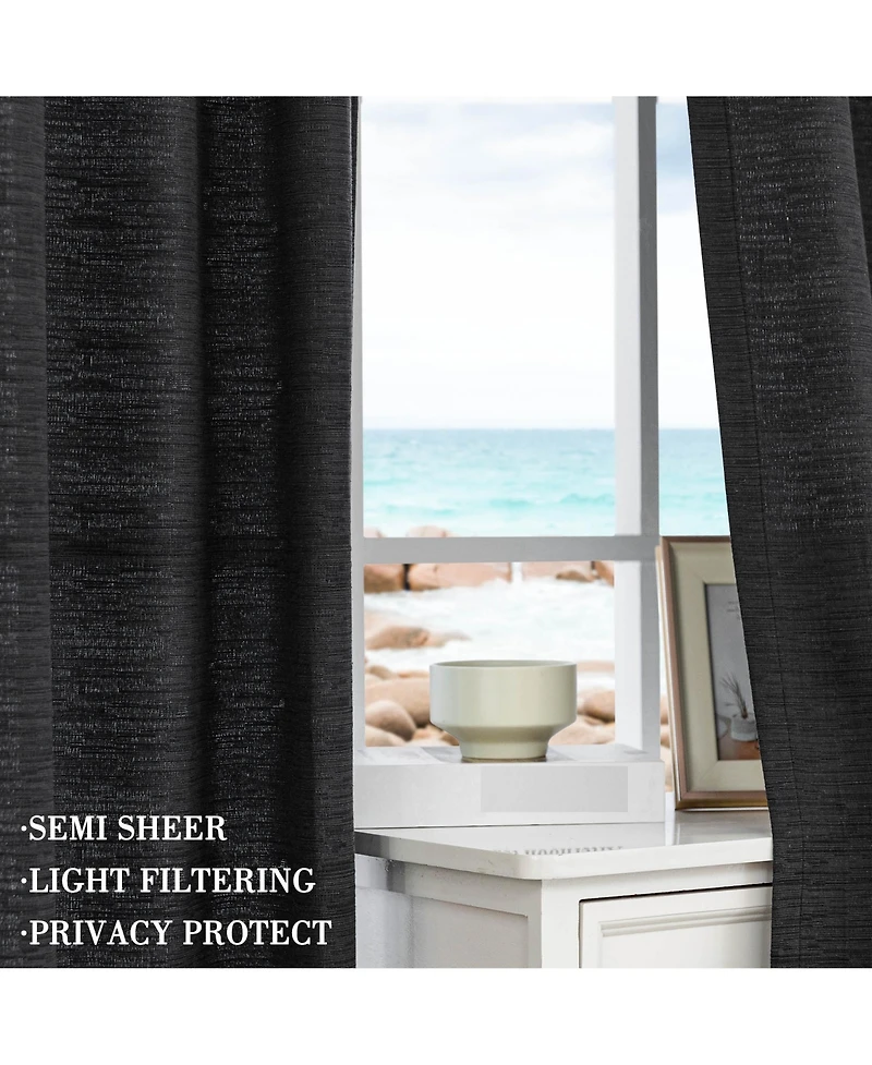 Awesome Home Cotton Blend Light Filtering Back Tab Curtains (2 Panels), 52"x108"