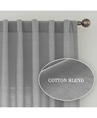 Awesome Home Cotton Blend Light Filtering Back Tab Curtains (2 Panels), 52"x108"
