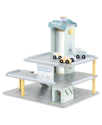 Mecale Parking Garage Playset with 4 Cars and Helicopter
