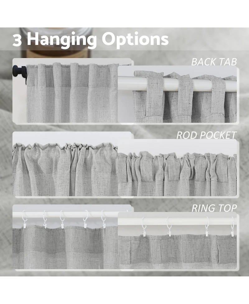 Awesome Home Extra Long Linen Blend Light Filtering Curtains for Living Room (2 Panels