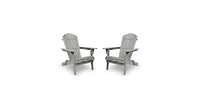 Flynama Solid Cedar Wood Folding Adirondack Chair Set of 2 with Embossed Grain