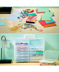 Sorbus 2 Pack Clear Durable Box with 16 Cases (4" x 6") Organizers and Storage Cases - Great for Photo Organization and Craft Storage