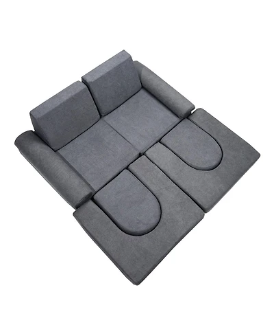Slickblue 10-Piece Modular Kids Play Couch, Toddler Sofa Set with Removable Covers for Playroom