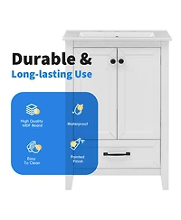 Casainc 24" Bathroom Vanity with Sink, Cabinet with One Drawer and Doors, Solid Wood and Mdf