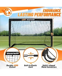 Bearwill Kids Soccer Goal Set of 2, 4x3FT Pop Up Backyard Goals with Training Kit - Includes Portable Nets, Ball, Cones, Ladder & Targets