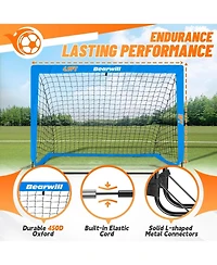 Bearwill Kids Soccer Goal Set of 2, 4x3FT Pop Up Backyard Goals with Training Kit - Includes Ball, Cones
