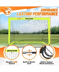 Bearwill Kids Soccer Goal Set of 2, 4x3FT Pop Up Backyard Goals with Training Kit - Includes Ball, Cones