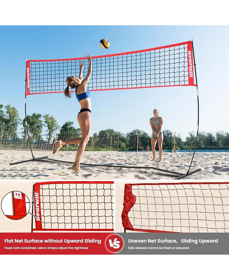 Bearwill 12FT Portable Volleyball Net Set - Freestanding, Height Adjustable, Includes Carry Bag - for Backyard, Indoor & Outdoor Practice