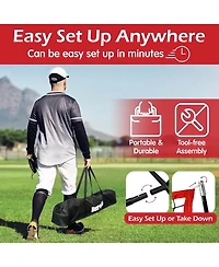 Bearwill 7x7ft Baseball & Softball Net - Pitching, Hitting & Batting Practice Net with Ball Collection System, Tee, 2 Strike Zones & Carry Bag