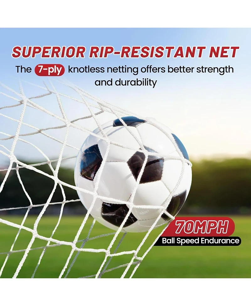 Bearwill 12x6FT Soccer Goal - Easy Setup, Portable with Upgraded Collapsible Metal Base